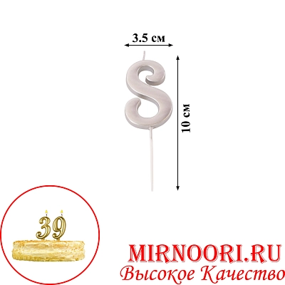 Свечи для торта  "Цифры"СЕРЕБРО"3336-8 (1х600)