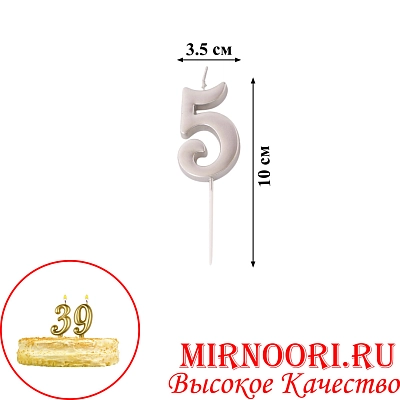 Свечи для торта  "Цифры"СЕРЕБРО"3336-5 (1х600)